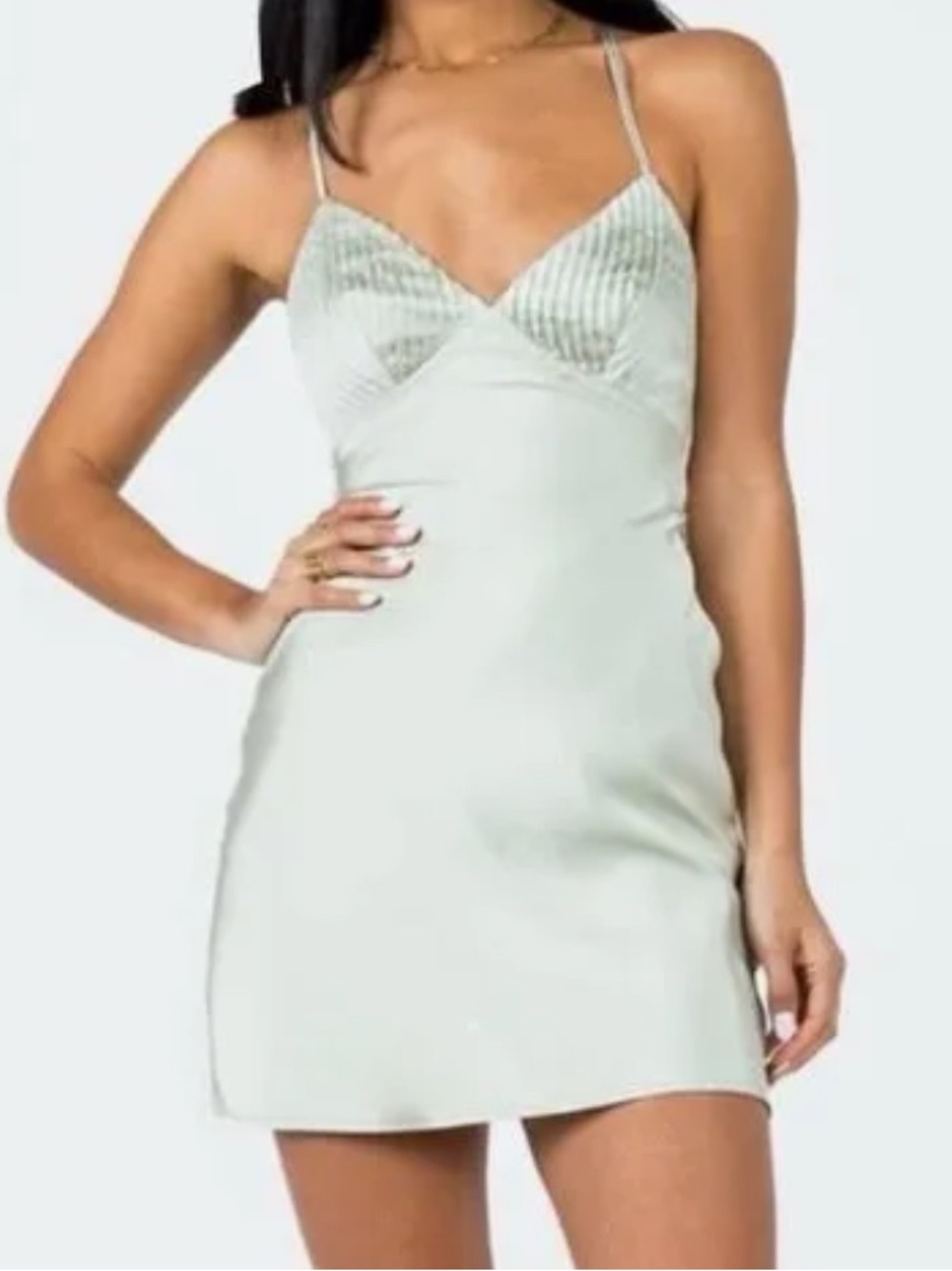 Princess Polly Sage Satin Mini Dress